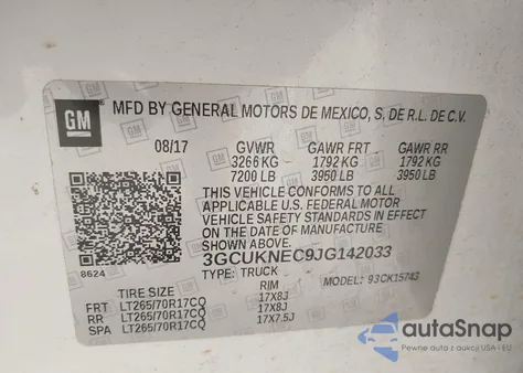 2018 Chevrolet Silverado 1500 Wt from USA, damaged, VIN 3GCUKNEC9JG142033